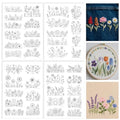 ORIGACH 4 Sheets Water Soluble Embroidery Patterns Stabilizers - Pre-Printed Wildflower Bushes Designs - Stick & Stitch Embroidery Paper for Hand Sewing Lovers - color: Wildflower Bushes