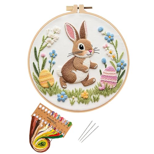 BoAn 3D Rabbit Embroidery Kit for Adults, DIY Hand Embroidery Craft Kit - color: rabbit-2