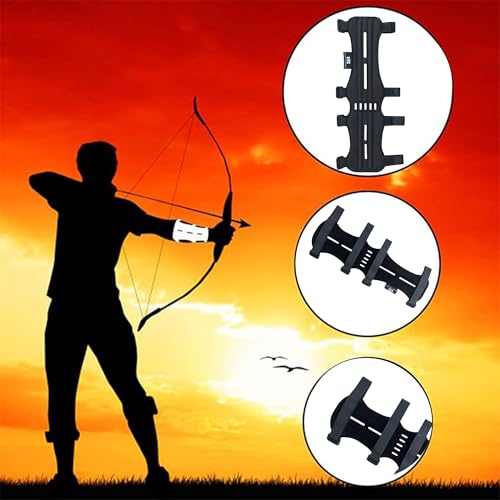 Hunt & Seek Fabric Archery Arm Guard 4 Hook-and-Loop Adjustable Straps Hunting Arm Guard Forearm Wrist Protector Archery Bracer Adult Unisex - color: Black