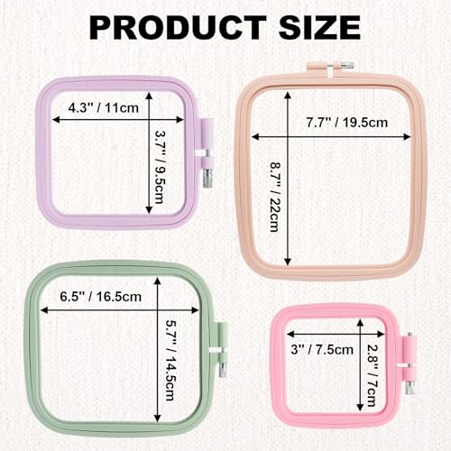 Marvexi 4Pcs Square Plastic Embroidery Hoops - size: 4Pcs
