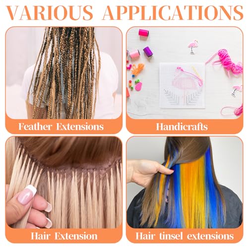 10 PCS Hair Extension Loop Tool, Reusable Bead Threader for Hair, Extension Bead Loop Tool for Feather Extensions