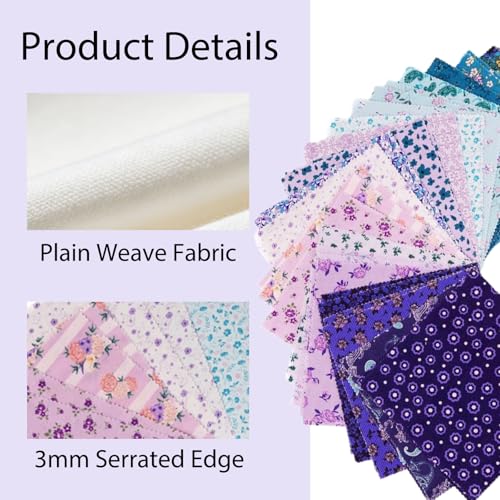 5" Fabric Squares, 40 Pcs Cotton Squares, Charm Pack Fabric for Quilting - color: Mystic Garden