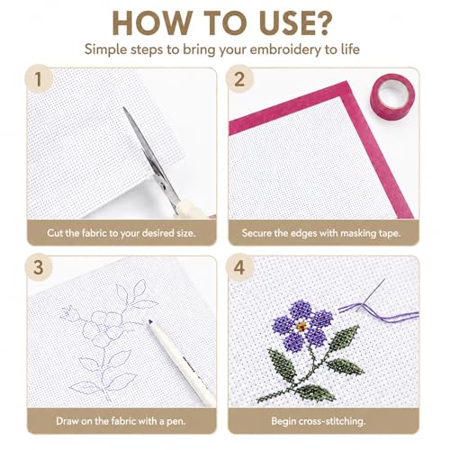 18 Mesh Needlepoint Canvas 100% Cotton,18 x 20 Inch White