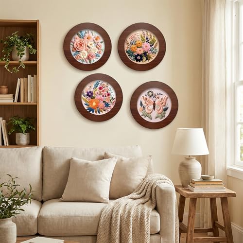 RattanView 12 Pcs Wood Embroidery Hoop Frame for Display 6 Inch - color: Walnut, size: 6 inch