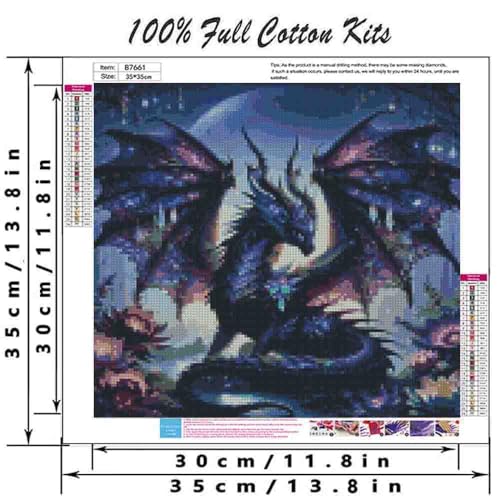 DYAIANGMU Dragon Stamped Cross Stitch Kit for Adults 13.7x13.7 inches - color: red-69