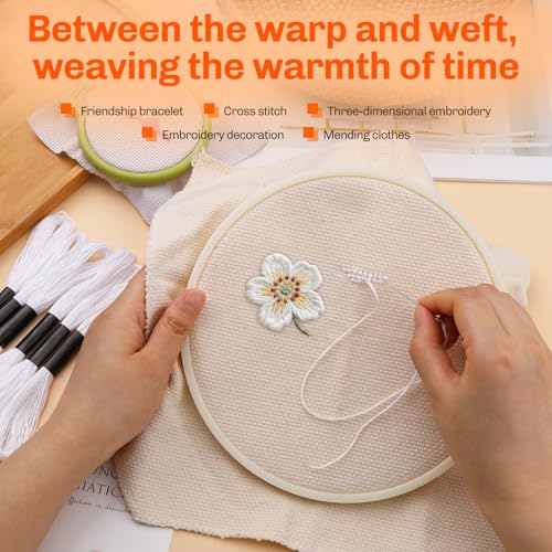 20 Skeins Embroidery Floss, White Bracelet String Embroidery Thread - color: 20 Skeins White