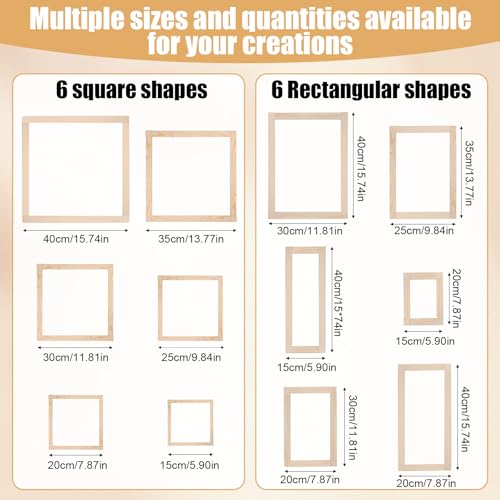 12 Sets Embroidery Stretcher Bars for Needlework with 100 Tacks, 6 Sizes Wooden Canvas Stretcher Bars Needlepoint Frame Kit or Needlepoint Cross Stitch Quilting & Craft Art Supplies