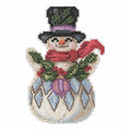 Snowman with Holly Counted Cross Stitch Ornament Kit Mill Hill 2021 Jim Shore JS202115,multi