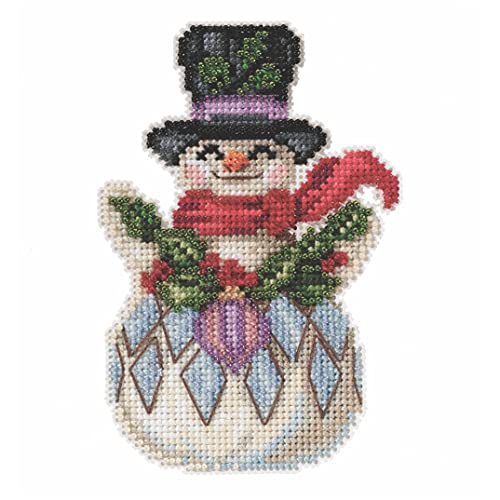 Snowman with Holly Counted Cross Stitch Ornament Kit Mill Hill 2021 Jim Shore JS202115,multi