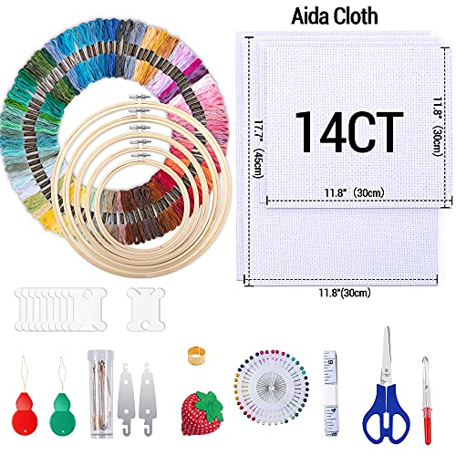 LoDrid Embroidery Starter Kit, Cross Stitch Kits Tools with Case, Totem