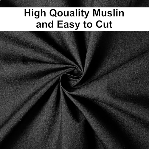 100% Black Cotton Fabric 5 Yards 59 Inches Wide Cotton Quilting Fabric by The Yard, Soft Embroidery Muslin Fabrics for Sewing Material Apparel Cloth - color: Black, size: 5 Yards