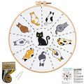 Louise Maelys Cute Cat Embroidery Kit for Beginners DIY Gift Craft - color: kit-2