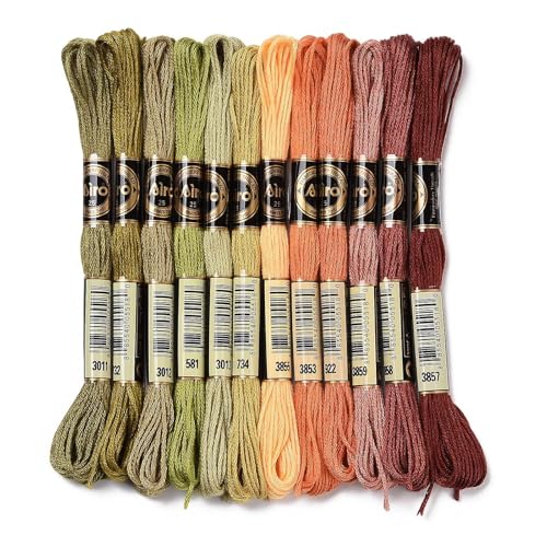 Friendship Bracelet String 12 Skeins, Embroidery Floss Cross Stitch Embroidery Thread Floss Bracelet Making Yarn, Craft Floss, Autumn Color Series - color: Autumn Color Series