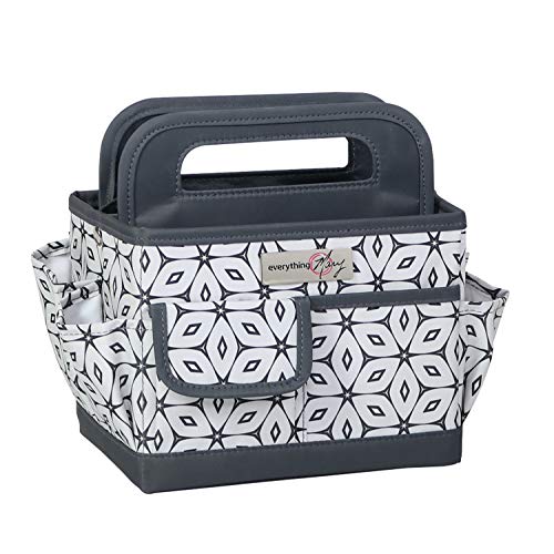 Everything Mary Desktop Organizer Caddy – Collapsible Craft & Sewing Storage Tote, Grey Geometric, Portable with Handles - color: Dark Grey