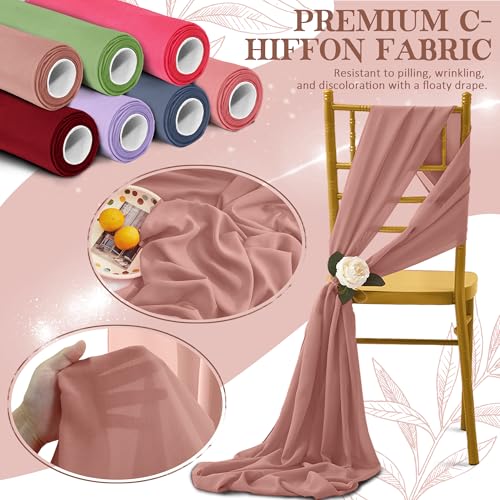Horbaunal Dusty Rose Chiffon Fabric by The Yard, 1 Yard Precut Sheer Fabric - color: Dusty Rose, size: 1 Yard