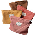 4 Pack Velvet Corduroy Makeup Bag Zipper Pouch,Yellow Brown Series,Plaid - color: Yellow Brown Series