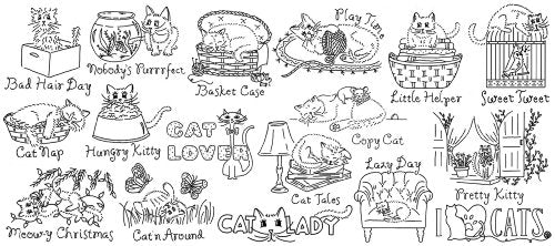 Aunt Martha's Clever Kitties Embroidery Transfer Pattern Book Kit - size: 8.5 x 11 inches, style: Kitties