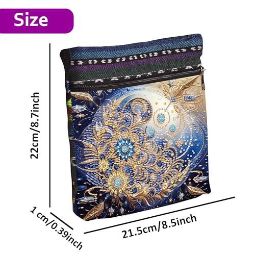 LSQFS 5D Diamond Painting Shoulder Bag, DIY Diamond Art Kits for Adults with Adjustable Strap & Zipper, Artistic Handbag for Women, Perfect for Shopping & Daily Use - color: Blue