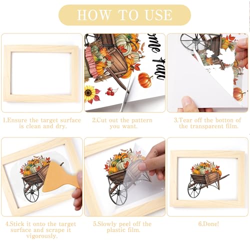 10 Pcs Fall Rub-On Transfers for Furniture & Crafts, 12 x 6 Inch - style: Vintage Fall