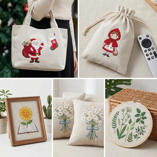 12 Pcs Embroidery Cloth Fabric 9.8 × 9.8 Inch Squares Pre-Cut