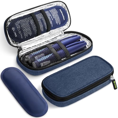 AUVON Lightweight Insulin Cooler Travel Case, 3-Layer Thickened Insulation - color: Navy Blue