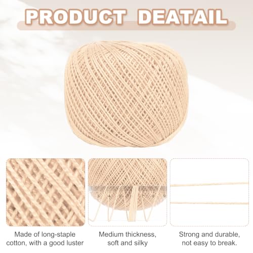 MECCANIXITY Crochet Thread Pearl Cotton Size 3 Beige Pearl 164 Yards for Crocheting Tatting Knitting Embroidery Sewing - color: Beige