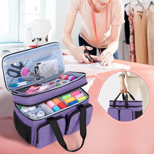 BAFASO Large Sewing Organizer Bag with an Individual Pouch, Purple - color: Purple