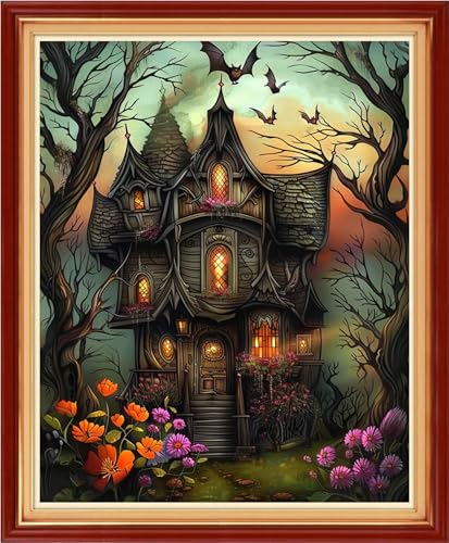 Artvxeay Stamped Cross Stitch Kits Beginners Full Range of Embroidery Starter Kits for Adults Printed Cross Stitching DIY Needlepoint Kit 11CT- Magic House 16x20 inch - color: Color60
