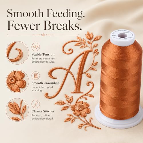 Simthread Embroidery Machine Thread 5000M 40WT Polyester, Clay Brown 339 - color: ClayBrown339