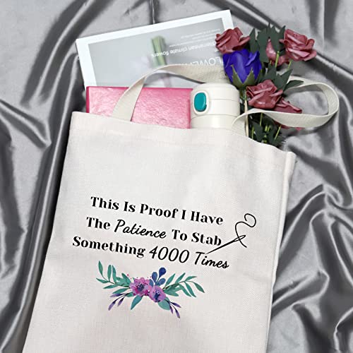 GJTIM Cross Stitch Gift Cross Stitch Project Bag This Is Proof I Stab Something 4000 Times Sewing Project Bag - color: Sth. 4000 Times Tote