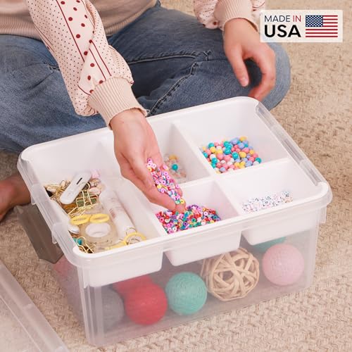 Citylife 17QT Clear Craft Organizers and Storage Box with Removable Tray - size: 17 Qt- 1 Pack