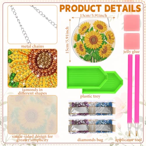 Cinnvoice Seasonal Diamond Art Hanging Kit,12 Pcs,Flower - style: Flower