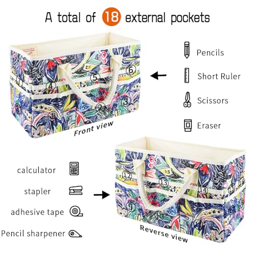 Craft Organizer Tote Bag with Multiple Pockets,Scrapbooking Art Storage - color: Line Drawing
