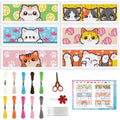 INFUNLY 6pcs Cartoon Cat DIY Cross Stitch Bookmark Kits for Beginner 8.66"×3.15" Cute Kitten Stamped Embroidery Kit with Instruction Pussycat Printed Bookmark Kits for Cat Lovers Book Readers Writers - style: 6pcs Cartoon Cat