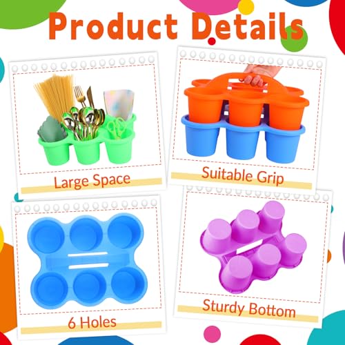 6 Pack Classroom Caddy Organizer with Handle, 6 Compartments, Colorful - color: Colorful