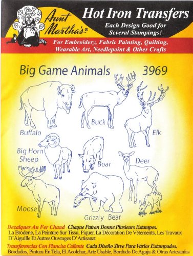 Big Game Animals Aunt Martha's Hot Iron Embroidery Transfer