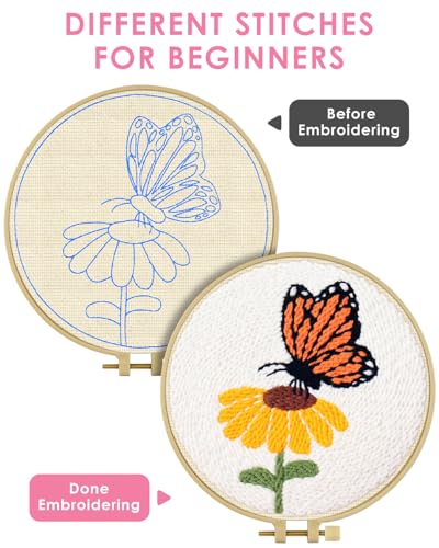TINDTOP Punch Needle Kits, DIY Punch Embroidery Kits for Adults - color: Set A