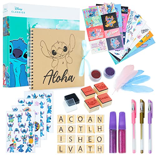 Disney Stitch Scrapbook Kit for Kids DIY Kit with Wito Scrapbook DIY Scrapbooking Accessories Stickers Stamps Gel Pens Glitter Girls Art Set Stitch Gifts for Girls