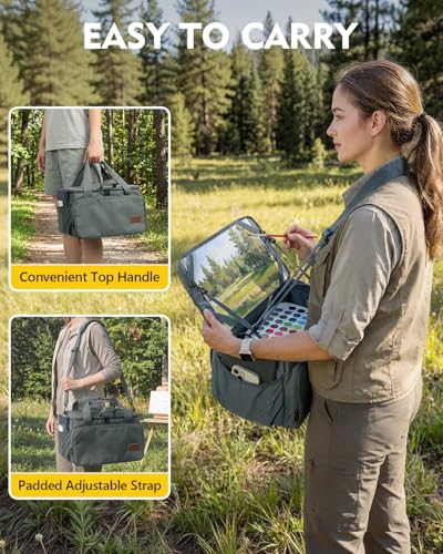 Magicfly Large Art Bag, Waterproof Paint Organizer Bag with Drawing Easel - color: Grey