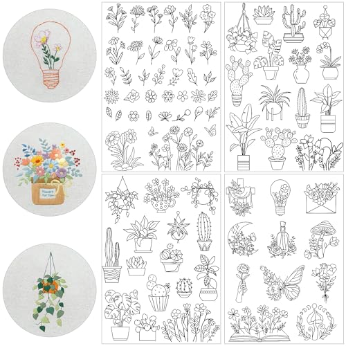 Water Soluble Embroidery Patterns, Stick and Stitch Paper for Sewing - style: plant 1249