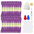 FALIDI Embroidery Floss Kit - 24 Skeins Premium Cross Stitch Thread for Knitting, Embroidery, Cross Stitch & Craft Projects (Purple) - color: Purple