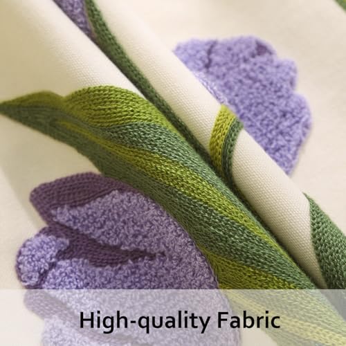 Embroidered Throw Pillow Covers 16x16 Pack of 2 Purple Tulip - color: Purple Tulip, size: 16" x 16" (Pack of 2)