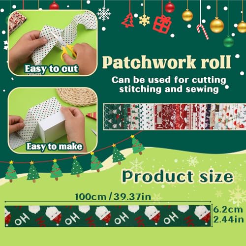 ZMAAGG Jelly Roll Fabric, 32PCS Jelly Roll, Christmas Style Quilting Fabric - color: Multicolor