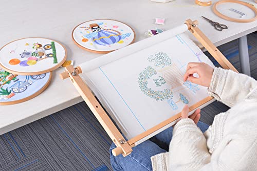 Beech Wood Tapestry Scroll Embroidery Frames, Needlepoint Cross Stitch Holder, Quilting Frames, Needlepoint Holder, Stitching Frame for Sewing, Cross Stitch, Embroidery Projects - style: 18" x 11"