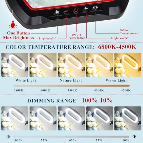 12X 30X Square Magnifying Glass with Light and Clamp - color: Red, size: 12X 30X