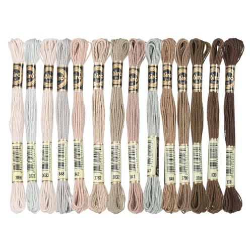 PATIKIL 14 Skeins Embroidery Floss Polyester Multicolored Dark Brown - color: Multicolored Dark Brown