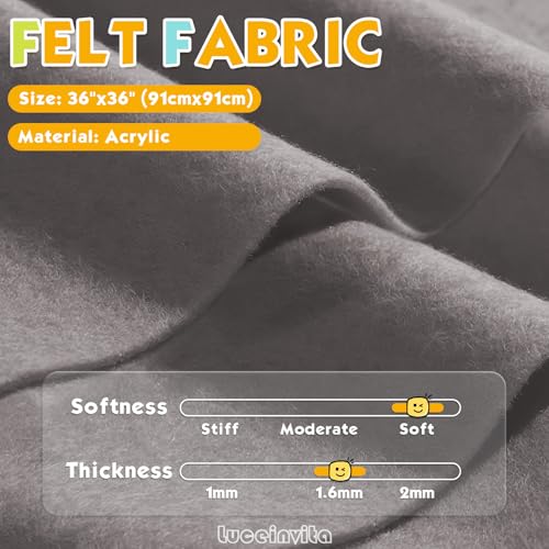 Dark Grey 36" X 36" Felt Fabric Sheet - 1.6mm Thickness - color: Dark Grey, size: 36" x 36"