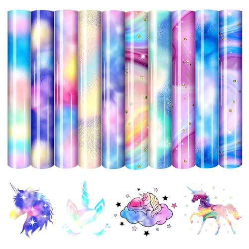 HTVSTD Holographic HTV Heat Transfer Vinyl 10pcs 12×10in Iron on Vinyl - color: Holographic