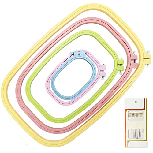 5 Size Colorful Embroidery Hoop Rectangle Square Embroidery Frame Cross Stitch Hoop Sewing Tool for Art Craft Handy Sewing (Multicolor),LAMXD Embroidery Hoop - style: 5 Sizes Rectangle Square