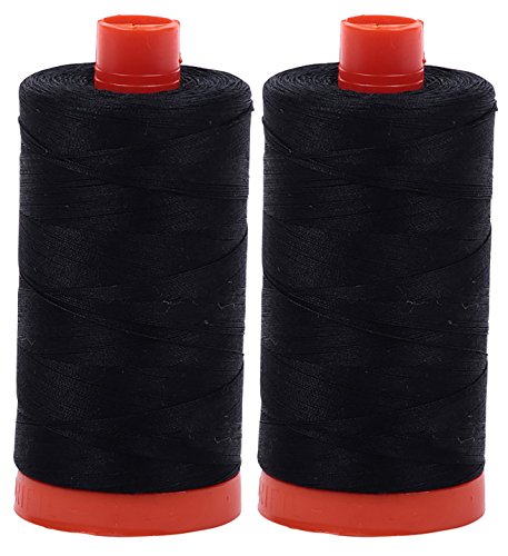 Aurifil Mako 50wt Thread 2 Large Spools: Black (2692x2) - color: 2-Pack - Black 2692